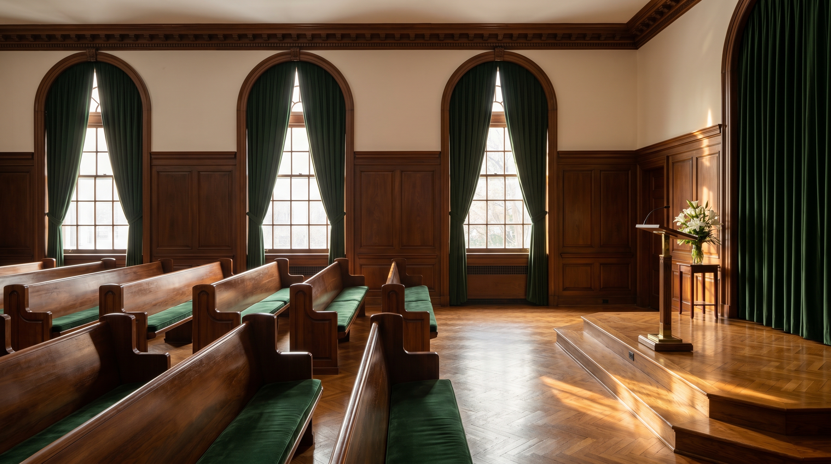 The chapel interior of Albright & Sons