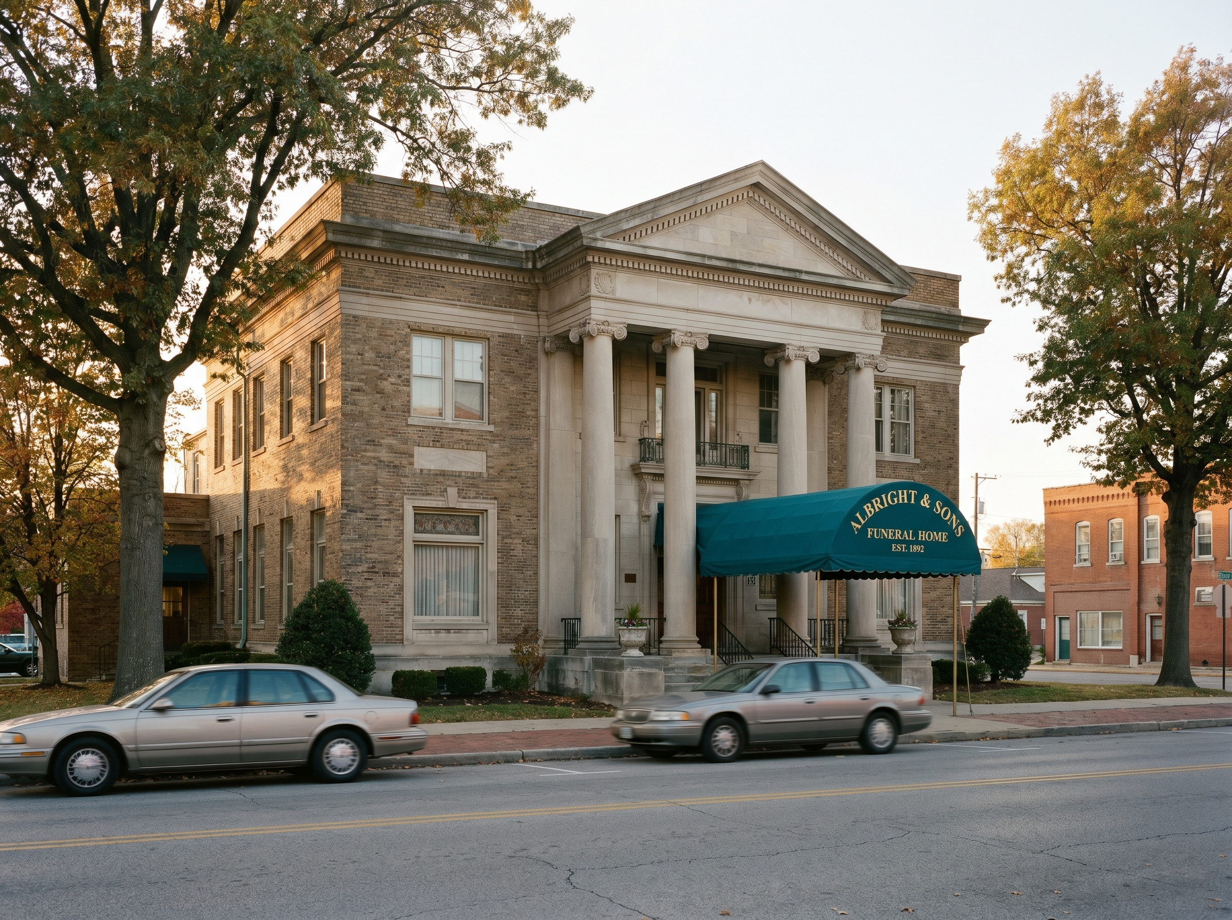 The Albright & Sons building from across East Linn Street